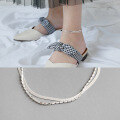 wholesale S925 Sterling Silver Korean-style Versatile Double-layer Anklet for Women, Simple Student Silver Jewelry-0-0