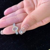 wholesale S925 Silver Inlaid Natural Xiuyan Jade White Ice Material Ring, Niche and High-End Fashion Versatile New Chinese Style Adjustable Ring-S925 silver Adjustable opening