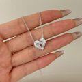 wholesale S925 Sterling Silver Crossed Square Zirconia Heart Pendant Necklace for Women, Minimalist and Chic Collarbone Chain-0-0