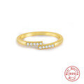 wholesale S925 Sterling Silver Single Row Geometric Zircon Ring with Diamond Accent, Minimalist Korean Style INS Chic-0-7