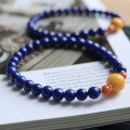 wholesale Gold-filled, high-quality, lapis lazuli natural stone, approximately 6mm, imperial blue, single-strand bracelet, minimal white, slight gold flecks, factory wholesale-0-1