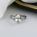wholesale S925 Sterling Silver Oxidized Lucky Coin Ring with Fortune Cat, Retro Fashion Ethnic Style Index Finger Ring-0-1