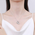 S925 Silver Double Swan 16ct Moissanite Necklace, Women's Fashion Pendant-0-2