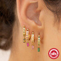 wholesale S925 Sterling Silver Colored Zircon Square Ear Claw Earrings for Women,Ins-0-3