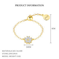 wholesale S925 Sterling Silver Flower Necklace With Zirconia Petals, A Unique And Elegant Pendant For Women-K2152-Gold 925 Silver