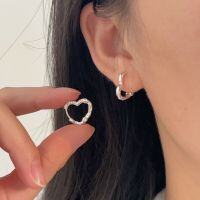 wholesale S925 Sterling Silver Textured Heart Ear Clasp Earrings for Women, Elegant and Luxury Advanced Sweet and Edgy Ear Accessories-Sterling silver