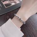wholesale S925 Sterling Silver Connected Small Square Rainbow Zircon Bracelet Fashionable Hip-Hop Punk Hand Jewelry for Women-0-3