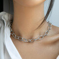 wholesale 925 Sterling Silver Heavy Chainwork Ins Style Oval Silver Chain Minimalist Niche Luxury High-End Collarbone Necklace-0-0