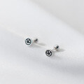 wholesale S925 Silver Drip Glaze Colorful Rotating Thread Earrings Minimalist Round Smiley Expression Summer Small Earrings M00135-0-2