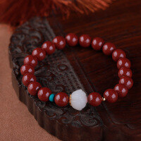 wholesale 925 Silver Handwoven New Chinese Style Hetian White Lotus Bead Purple Gold Sand Bracelet High Content Cinnabar Bead Bracelet for Women-8mm beads 12mm lotus beads 925 silver