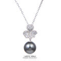 wholesale S925 sterling silver with diamond and shell pearl vintage three-leaf clover pendant necklace, heart flower design personalized chain wholesale-0-0