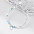 wholesale S925 Sterling Silver Dainty Blue Topaz and Crushed Silver Bracelet Sweet Ins Style Exquisite Pearl and Small Fish Bracelet S7918-0-0