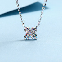 wholesale S925 Sterling Silver Petal Minimalist High-End Fashion Versatile Moissanite Necklace Gift for Girlfriend-1.26 carats (moissanite)  925 silver