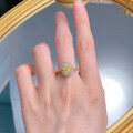 wholesale S925 Gold-Plated High-Carbon Diamond 5*7 Wealth Yellow Diamond Ice-Cut S925 Silver Ring-0-3