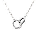 wholesale S925 Sterling Silver Geometric Interlocking Circle Initial Necklace Trendy Ins Style Versatile Choker-0-4