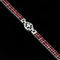 wholesale 925 Silver Gold-Plated Bracelet with High Carbon Diamonds, GRC Lab-Grown Ruby, Art Deco Style Fashionable and Versatile Jewelry for Women-GRC cultured ruby>18cm