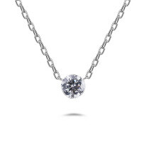 wholesale 925 Silver Dunli Jewelry New Minimalist Versatile Single Diamond Collarbone Necklace Invisible Setting Moissanite Necklace for Women-Moissanite 10 points gold color