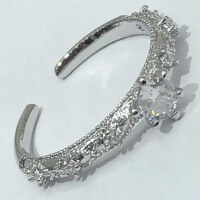 wholesale S925 Sterling Silver Micro-Paved Zirconia Ring for Women, Minimalist Adjustable Index Finger Ring with Unique Design-Copper platinum plated Adjustable opening