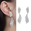wholesale S925 silver plated with 18k gold, new small elegant style earrings with peacock feather design fully set with Moissanite stud earrings for women-0-0