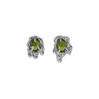 wholesale S925 Sterling Silver EA651 Korean Version Ins Small and Unique Design Olive Green Lava Zircon Textured Asymmetric Earrings for Women-Platinum [with sterling silver ear plugs] &gt; 925 silver