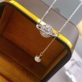 wholesale S925 Sterling Silver Minimalist Advanced Sense Star Paved Diamond Fringe Pearl Necklace Small Design Clavicle Chain-0-2