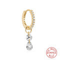 wholesale S925 Sterling Silver with Rhinestones, Double Piercing Hoop and Pendant Drop Earrings for Women-0-0