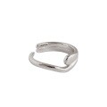 wholesale S925 Silver JF909 Korean-style Minimalist Open Heart-shaped Double-layer Adjustable Ring for Women-0-4
