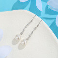 wholesale S925 Sterling Silver Cold Style Imitation Pearl Earrings, Korean Version, Minimalist Design Sense Earrings for Women with Shell Pearl Feel-0-2