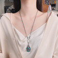 wholesale S990 Silver Enamel Hollow-Out Lotus Leaf and Waterdrop Pendant DIY Accessory Retro Ethnic Style-0-0