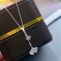 wholesale Silver S999 Maker's Ginkgo Leaf Diamond-Encrusted Tassel Necklace, Fashionable Niche Versatile Collarbone Chain New Birthday Gift-0-1