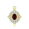 wholesale Silver jewelry new 15ct oval cabochon flat-bottom cultured ruby pendant full diamond pave 60cm chain-0-3