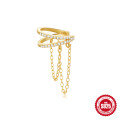 wholesale S925 Sterling Silver Double Layer Tassel Chain Ear Cuffs with Inlaid Diamonds, Exquisite and Luxurious-0-6