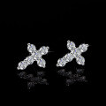 Sterling Silver Moissanite Cross Geometric Earrings, High-Quality Export-0-0