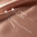 wholesale S925 Sterling Silver Small Fresh Sweet Long Tassel Earrings, Exquisite Butterfly Tassel Ear Thread in M06525-0-2