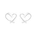wholesale S925 Sterling Silver Korean Style Ins Minimalist Line Heart Irregular Design Sweet and Versatile Earrings-0-4