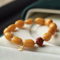 wholesale Metal material first Manufacturer wholesale natural chicken oil yellow old wax irregular shape about 10mm single strand bracelet amber full color chicken oil yellow bead bracelet-0-3
