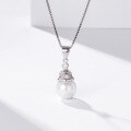 wholesale S925 Sterling Silver Korean Minimalist Designer Pearl Collarbone Necklace, Fashion Versatile Diamond-Encrusted Shell Pearl Pendant for Women-0-2
