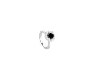 wholesale S925 Sterling Silver Cross-Border Moissanite Four-Prong Ring for Women, Minimalist and Fashionable Petite Design, Exquisite Light Luxury Korean Style Closed Band-1 carat (black moissanite) ring US size 9