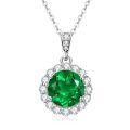 S925 Silver Y-Shaped Teardrop Emerald Imitation Pendant Necklace-0-8