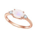 wholesale S925 sterling silver and rose gold plated ring with 6*8mm natural moonstone, a fashionable and classic lightweight luxury piece-0-0