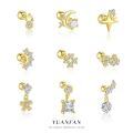 wholesale S925 Sterling Silver Cross-Border Zircon Star Moon Flower Geometric Ear Bone Stud-0-1