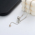 wholesale S925 Sterling Silver Creative Bow Knot with Three-Color Zirconia Tassel Necklace, Super Fairy Design Sense Sweet and Cool Style Necklace-0-6