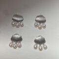 wholesale 925 Sterling Silver Natural Freshwater Pearl Cloud Raindrop Earrings, Small Batch Design, Brushed Teardrop Earrings-0-2