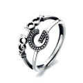 wholesale S925 Sterling Silver Retro Vintage Korean Style Double Layer Letter Ring Ins Internet Celebrity Unisex Versatile Index Finger Ring-0-4