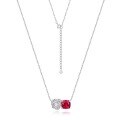 wholesale S925 Silver Rose Cultivation Ruby Necklace for Women, New European and American Light Luxury Style, with Colorful Gemstone Inlay, Collarbone Chain, Available for Wholesale from Manufacturers-0-5