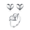 wholesale 925 Sterling Silver Double-Sided Letter Reversible Heart Ring and Stud Earrings for Women by Jingxu-0-4