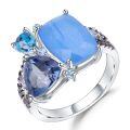 wholesale S925 Sterling Silver Designer Luxury Style Colored Gemstone Ring for Banquets with High-End Appeal-0-6