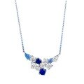 wholesale Metal S925, Zhuo Zhi Fan Jewelry Flower Cluster Full Diamond Pendant Fashion Blue Diamond Necklace Collarbone Chain Light Luxury High-End Sense-0-4