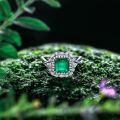 wholesale Pure Silver Viral 2ct Synthetic Emerald 7*7 Diamond RingIns Style High Carbon Diamond Ring for Women-0-1