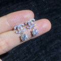 Sterling Silver Cross-Border Moissanite Earrings, Chanel Style Letter Design-0-1